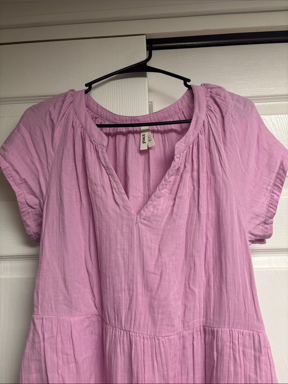 Pact Women’s 100% Organic Cotton Pink Short Sleeve Dress Size Medium - Picture 3 of 6